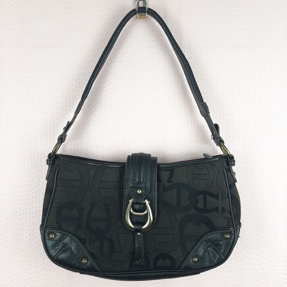 Vintage Etienne Aigner Handbag Black with Logo Leather Fabric Zipper